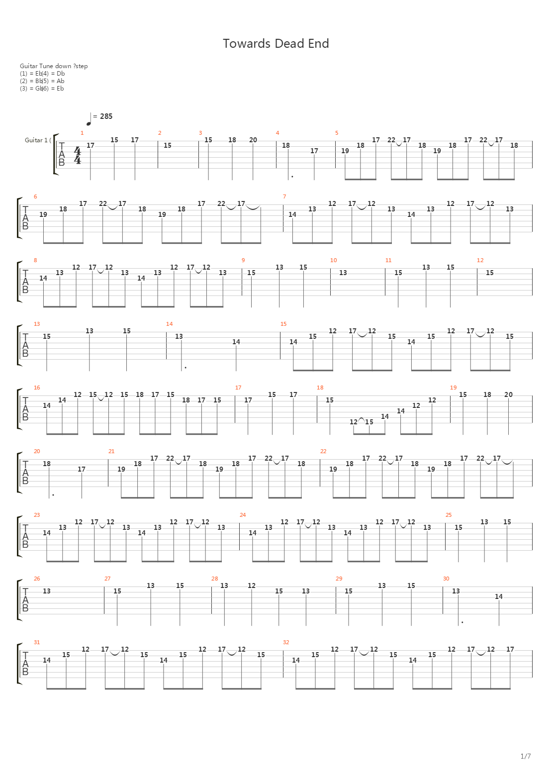 Towards Dead End吉他谱