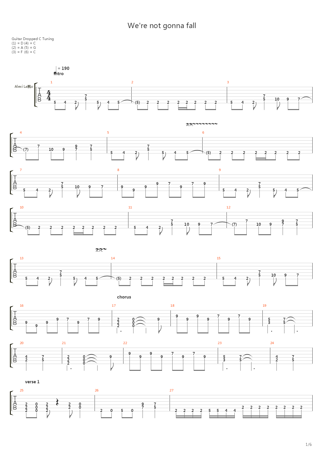 We're Not Gonna Fall吉他谱