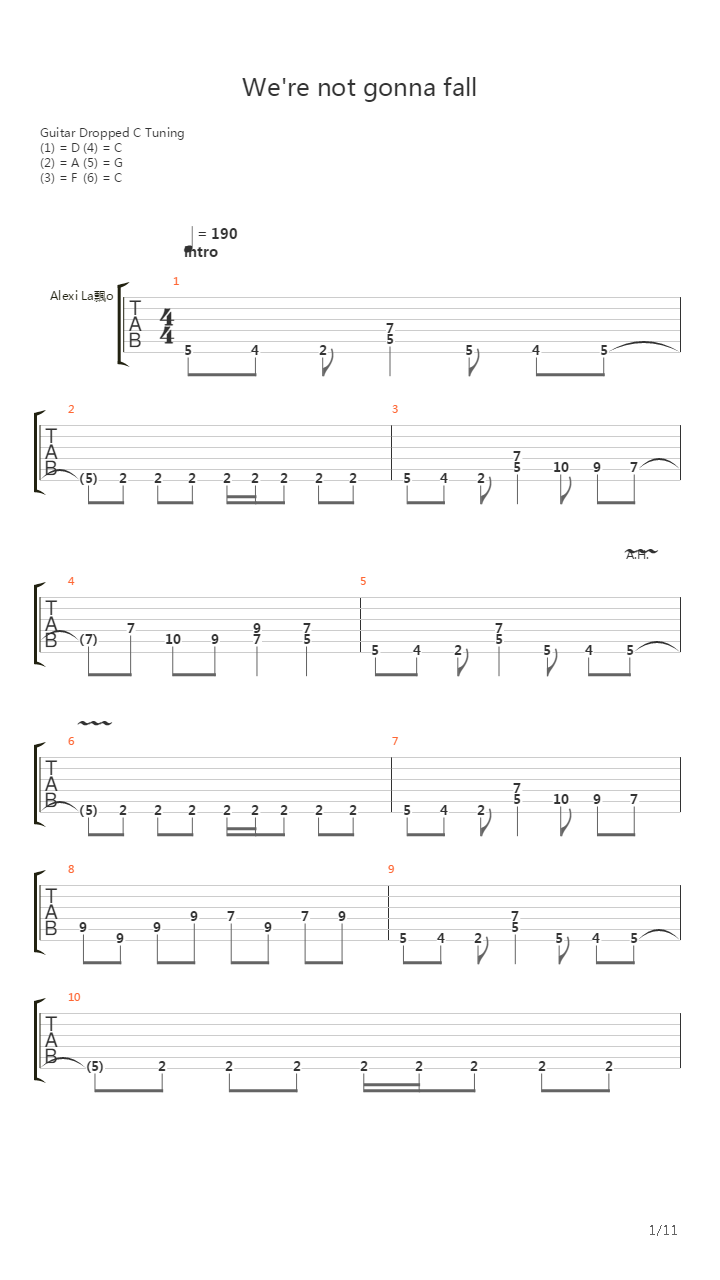 We're Not Gonna Fall吉他谱