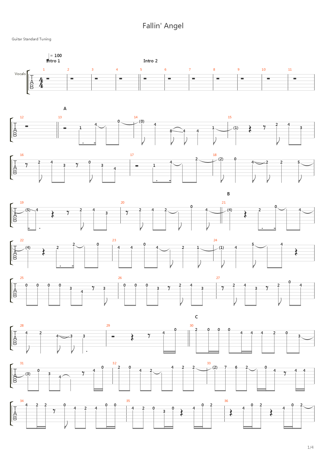 Fallin Angel吉他谱