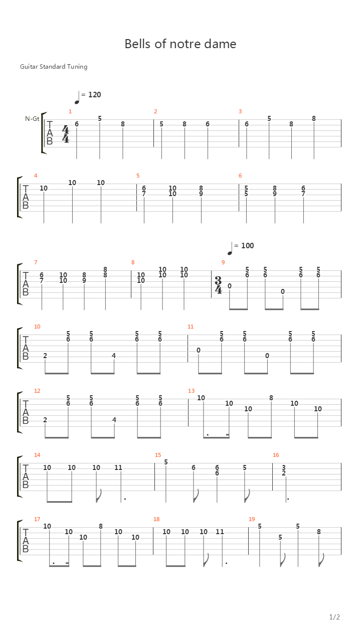 The Bells Of Notre Dame吉他谱