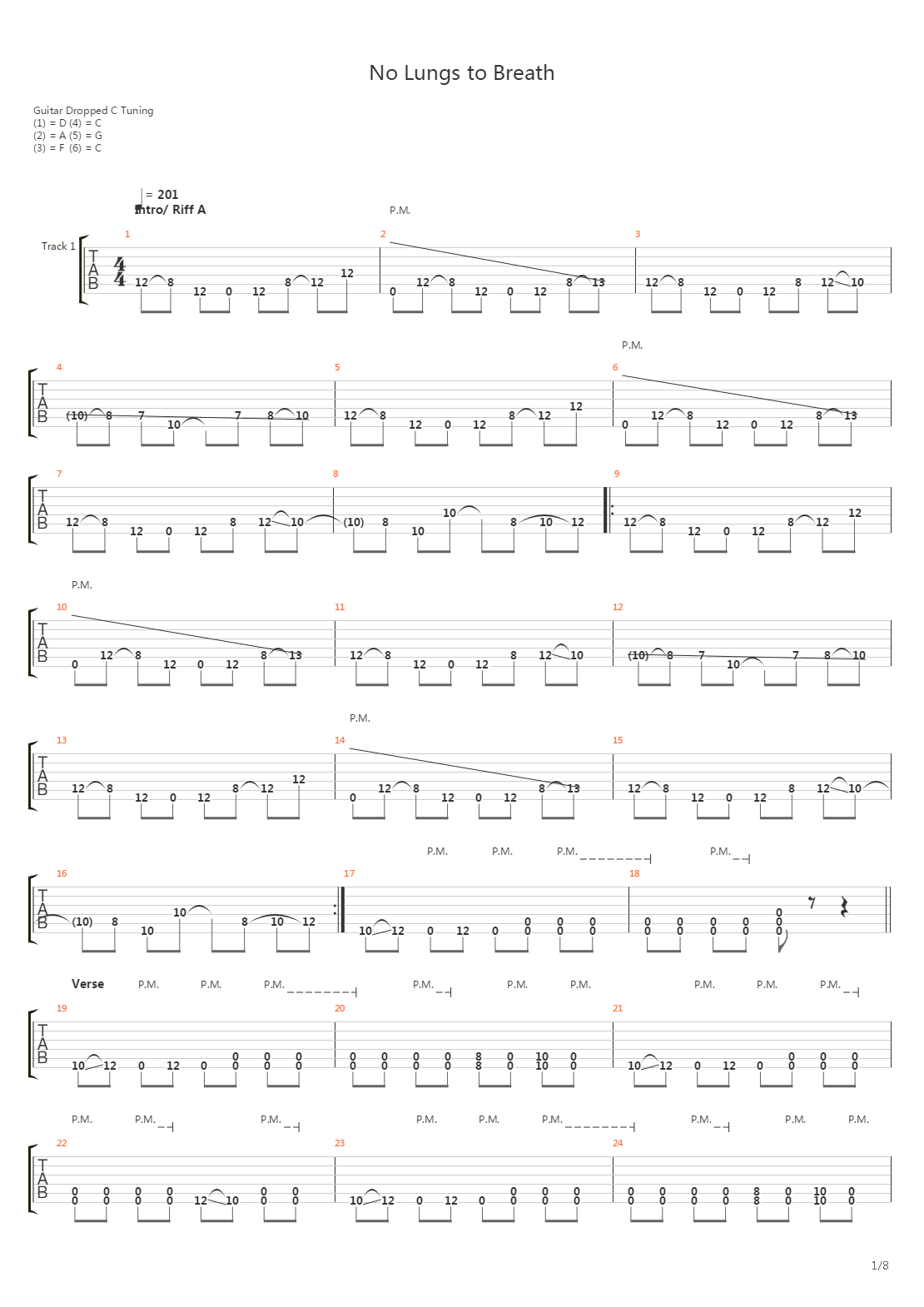 No Lungs To Breathe吉他谱