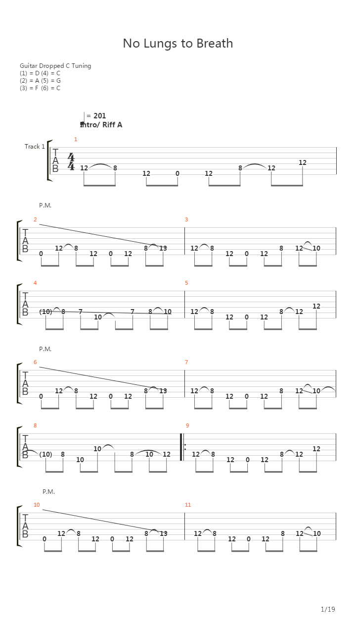 No Lungs To Breathe吉他谱