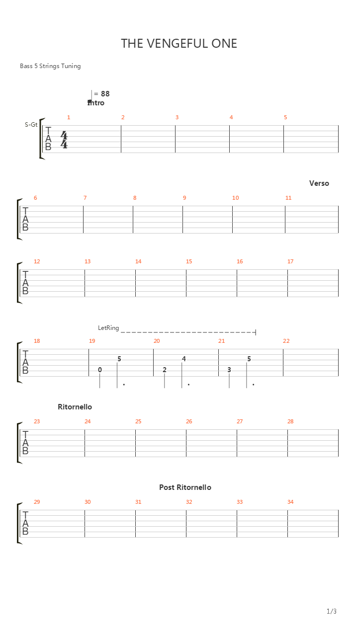 The Vengeful One吉他谱