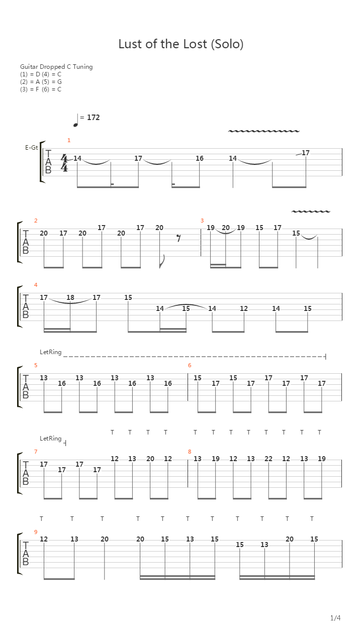 Lust Of The Lost吉他谱