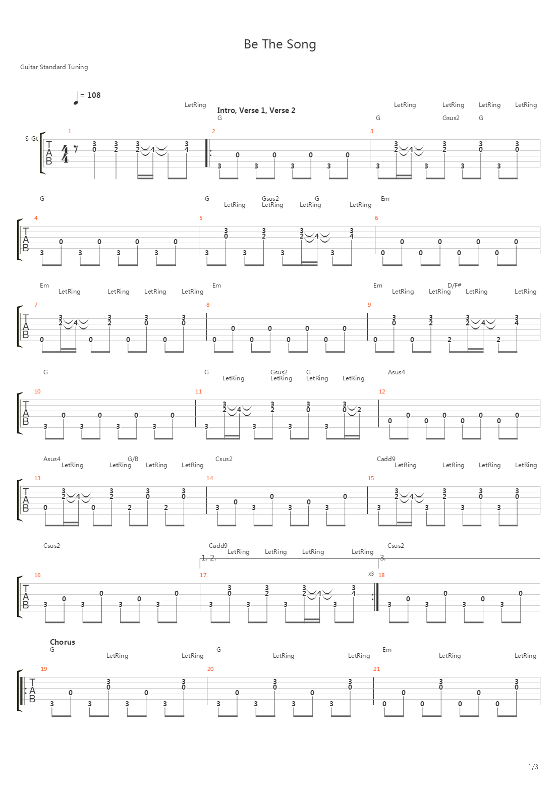 Be The Song吉他谱