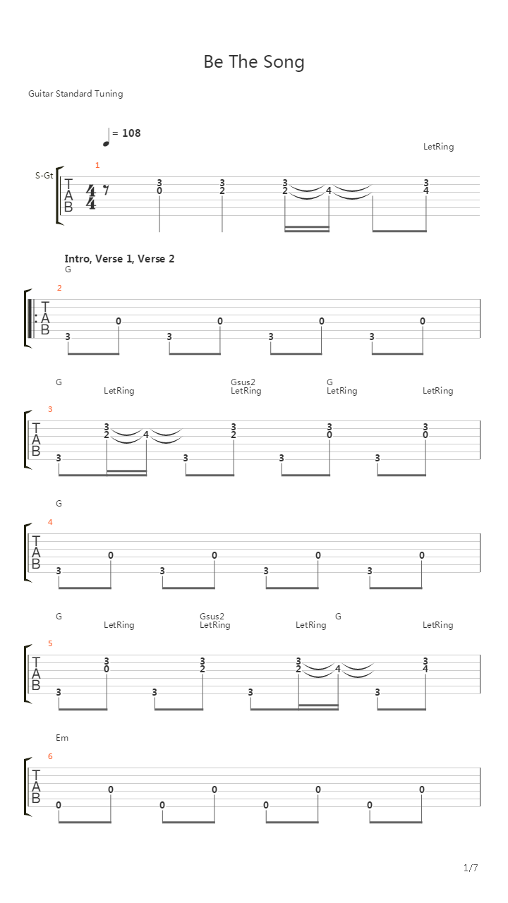 Be The Song吉他谱