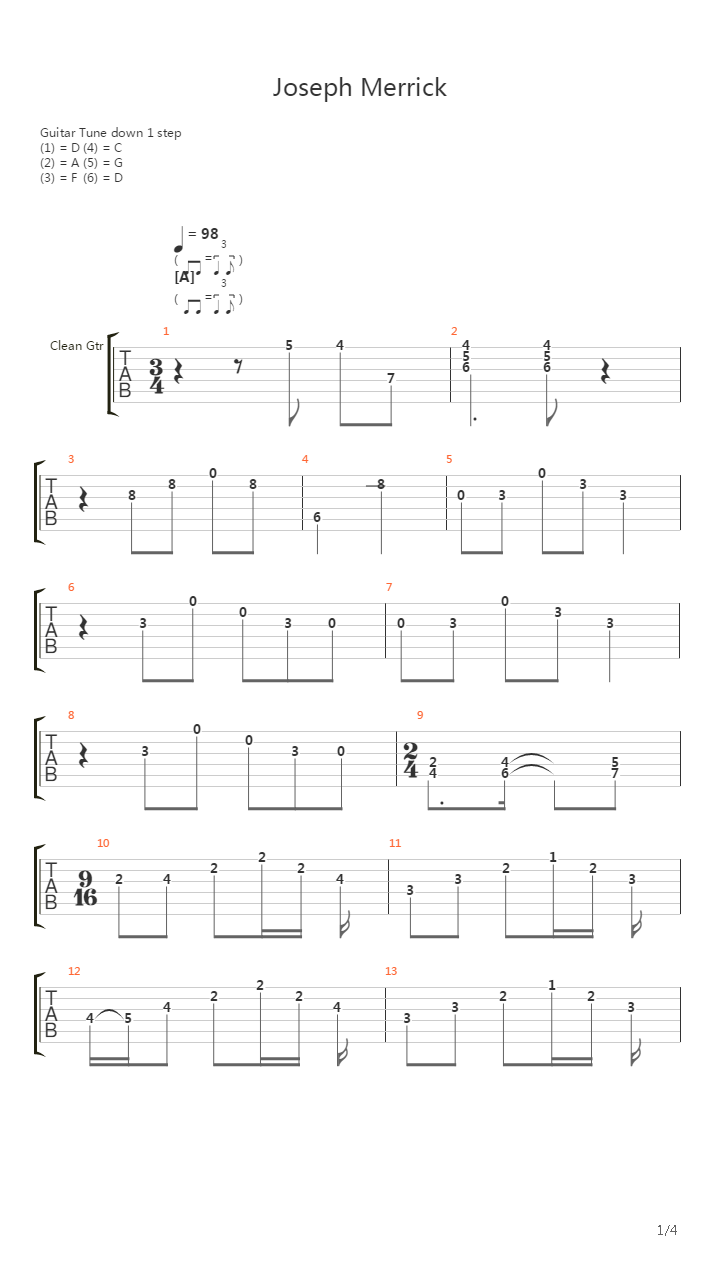 Joseph Merrick吉他谱