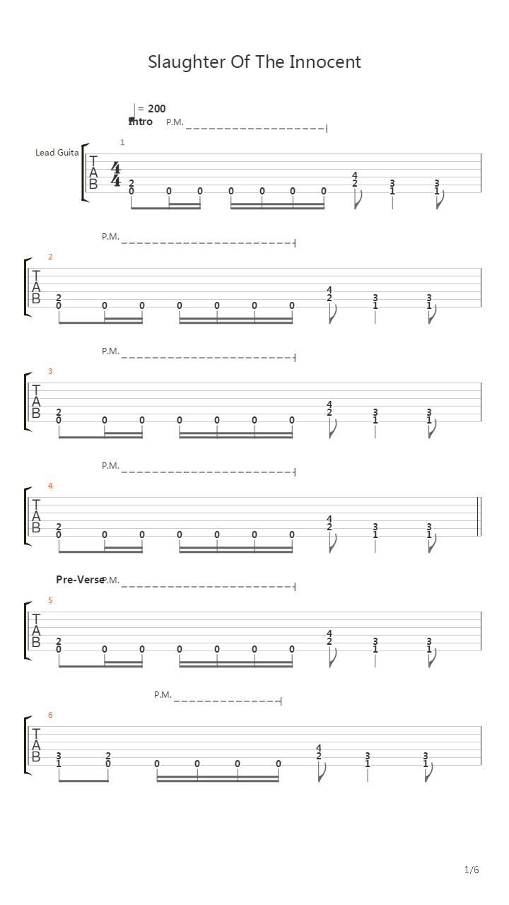 Slaughter Of The Innocent吉他谱