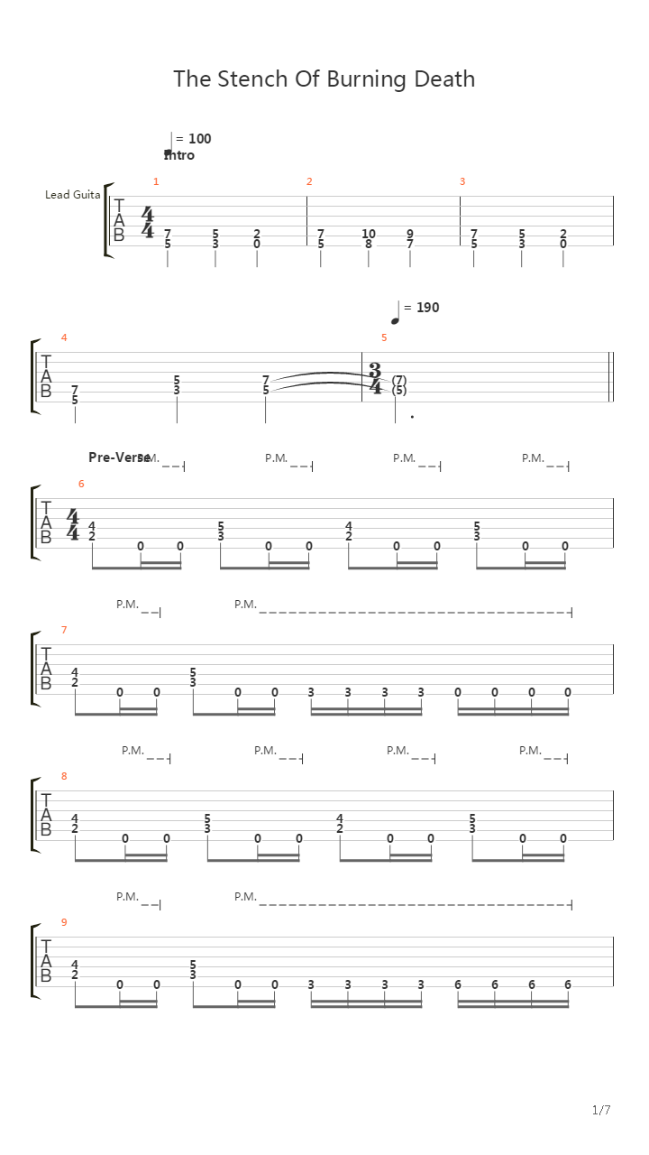The Stench Of Burning Death吉他谱