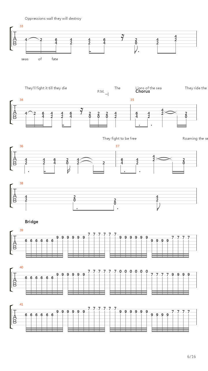 Lions Of The Sea吉他谱