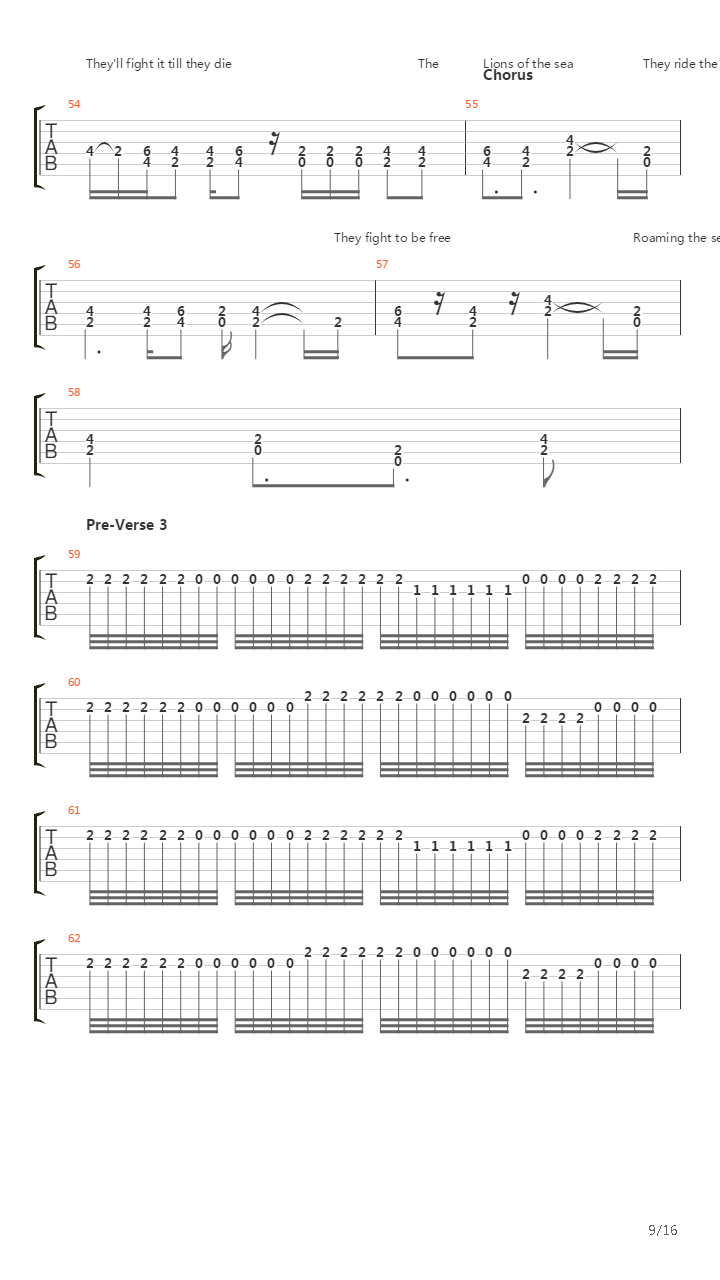 Lions Of The Sea吉他谱