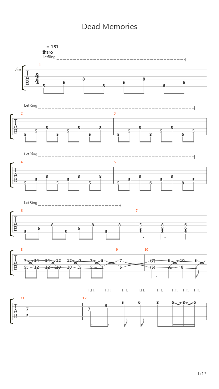 Dead Memories吉他谱