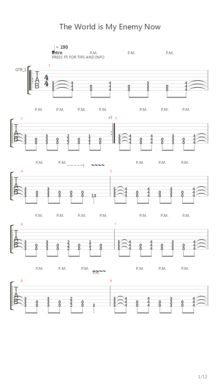 The World Is My Enemy Now吉他谱