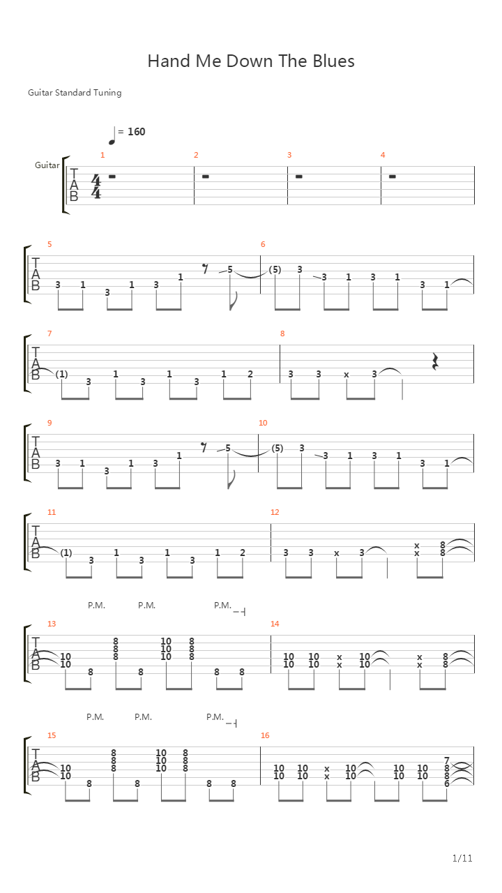 Blues Hand Me Down吉他谱