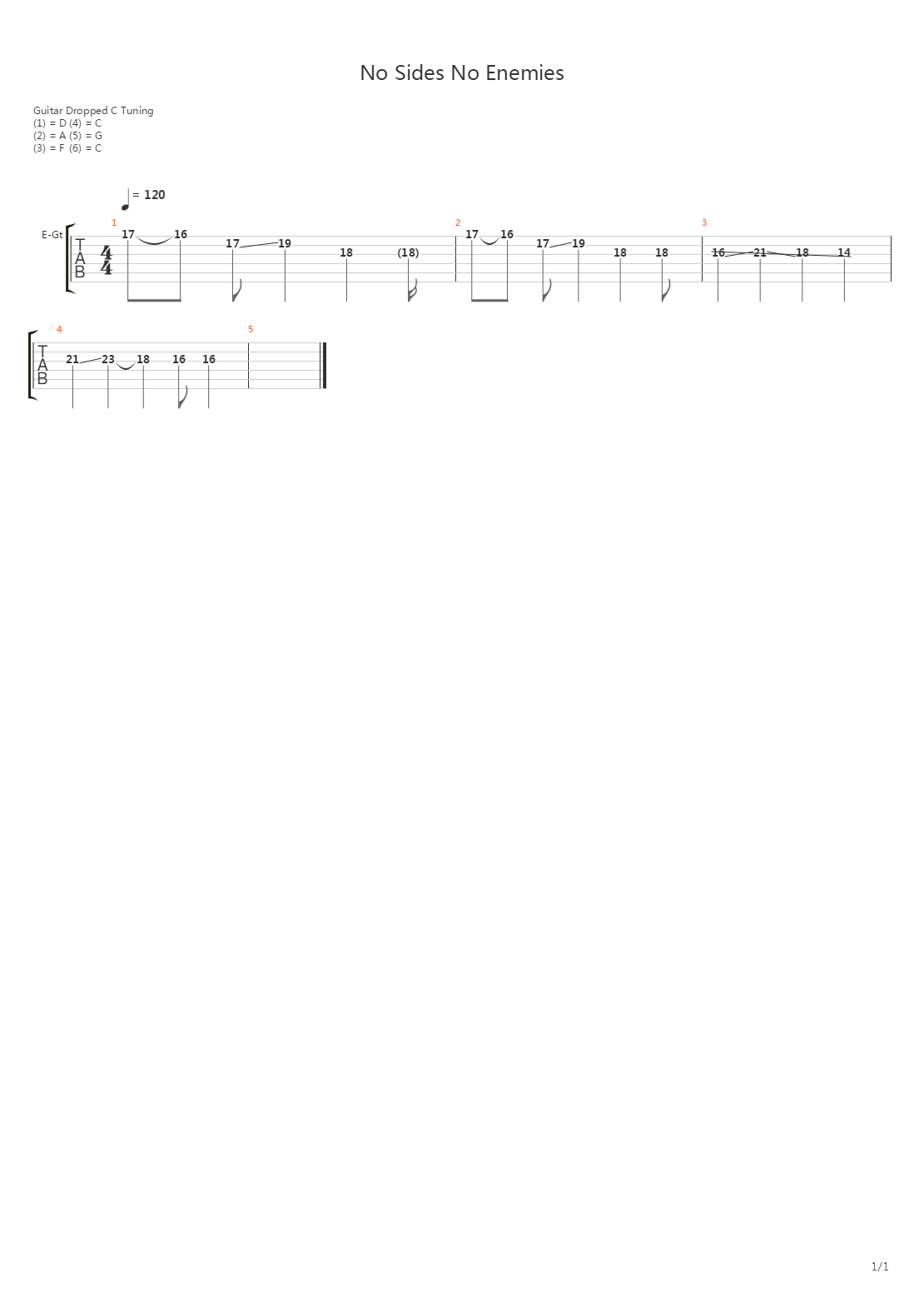 No Sides No Enemies吉他谱