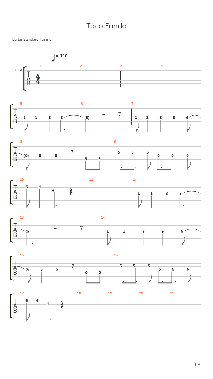 Toco Fondo吉他谱