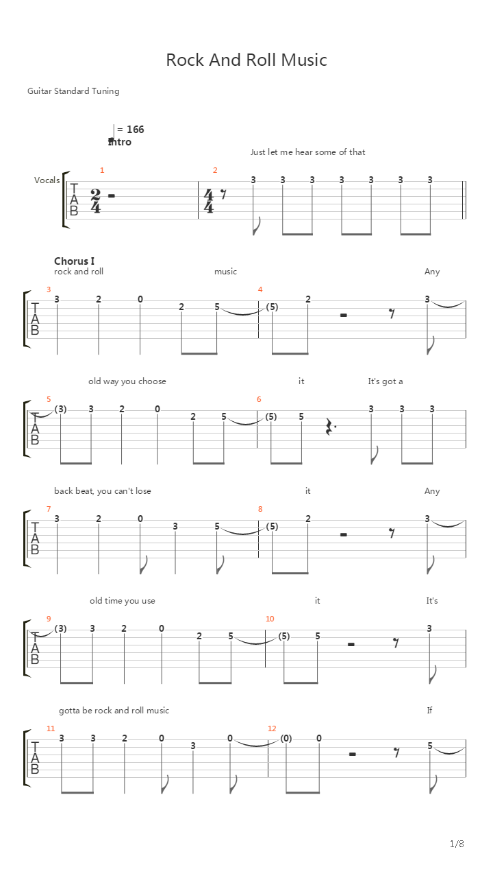 Rock And Roll Music吉他谱
