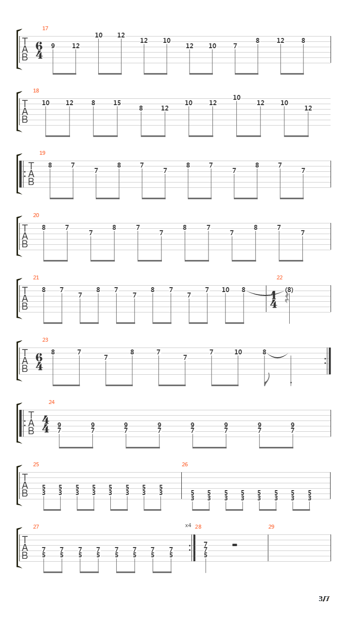 空奏列車 电吉他伴奏吉他谱