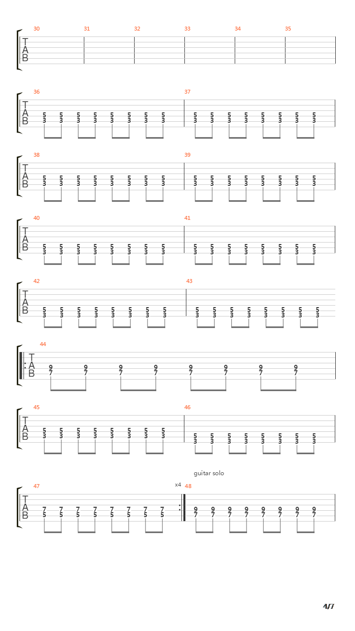 空奏列車 电吉他伴奏吉他谱