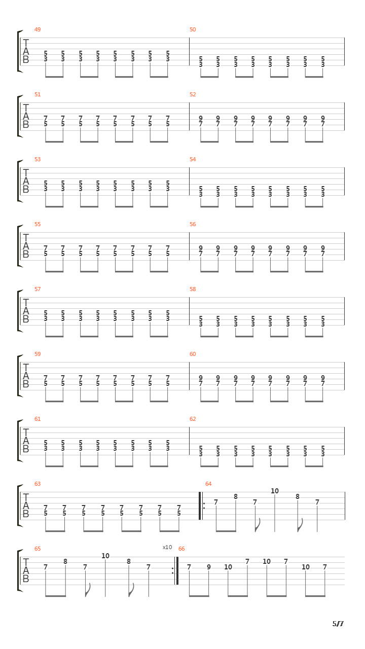 空奏列車 电吉他伴奏吉他谱