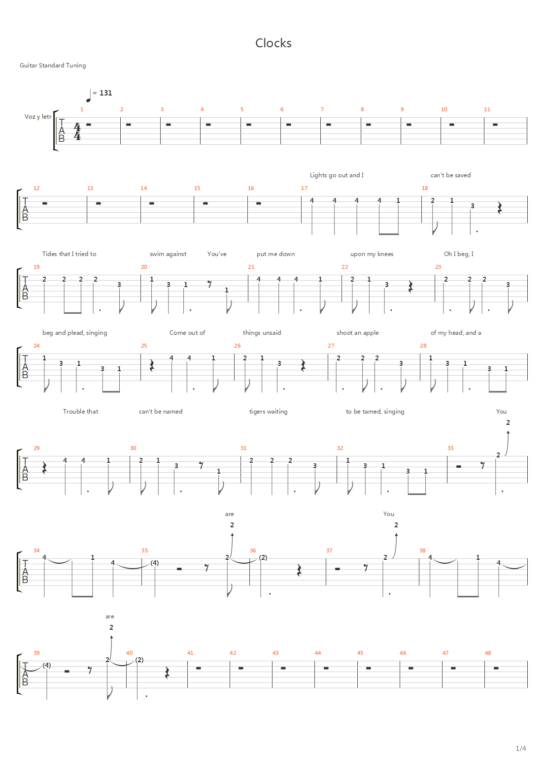 Clocks吉他谱