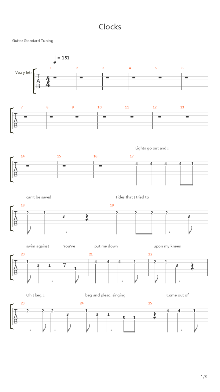 Clocks吉他谱