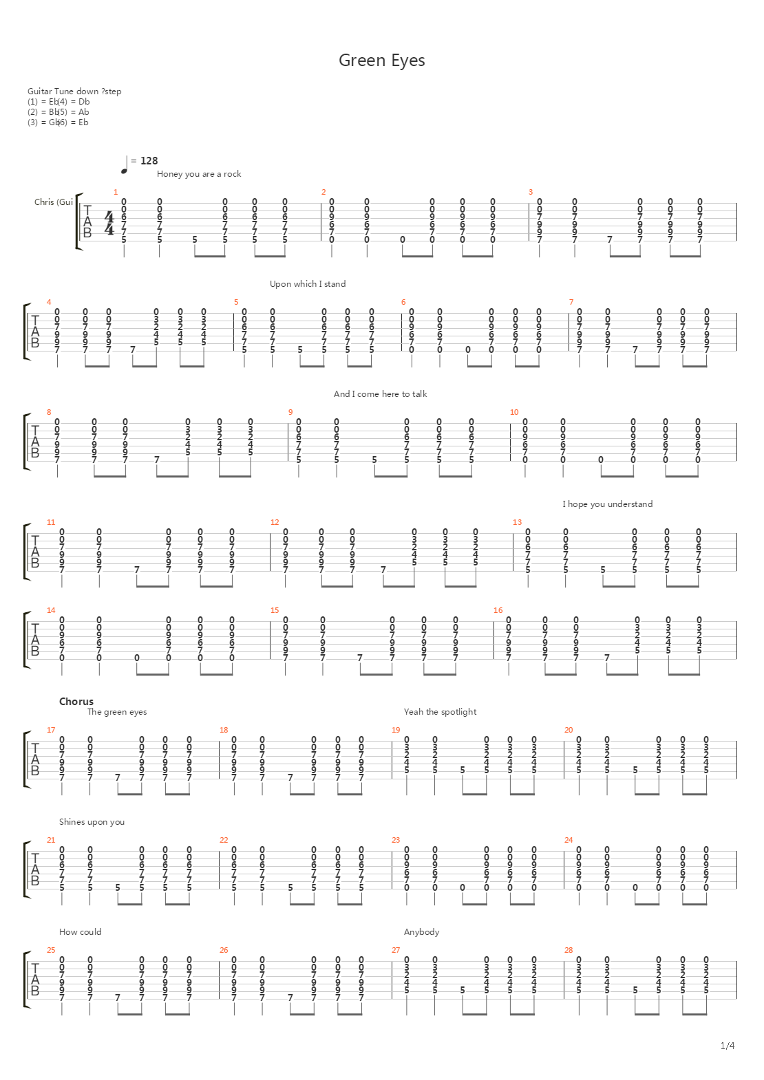Green Eyes吉他谱