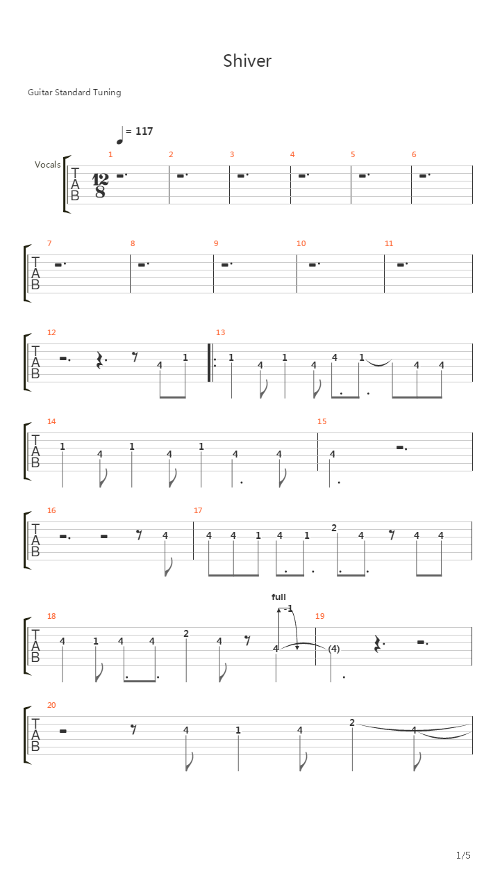Shiver吉他谱