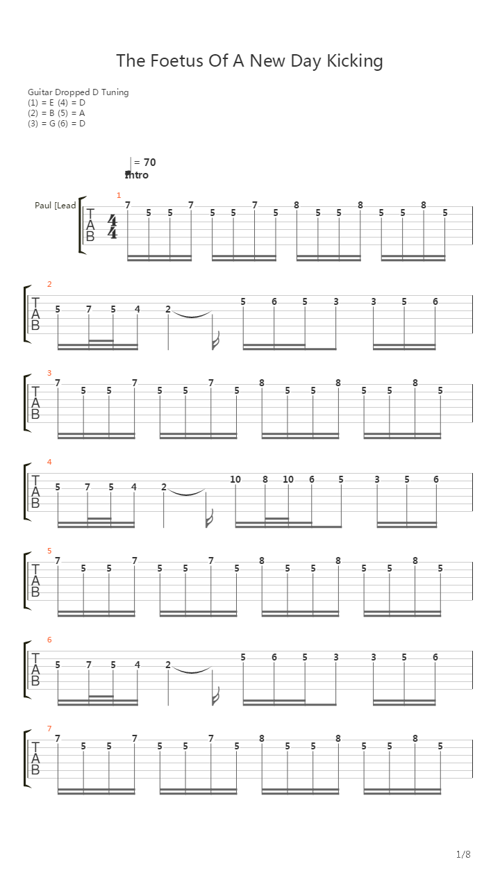 The Foetus Of A New Day Kicking吉他谱