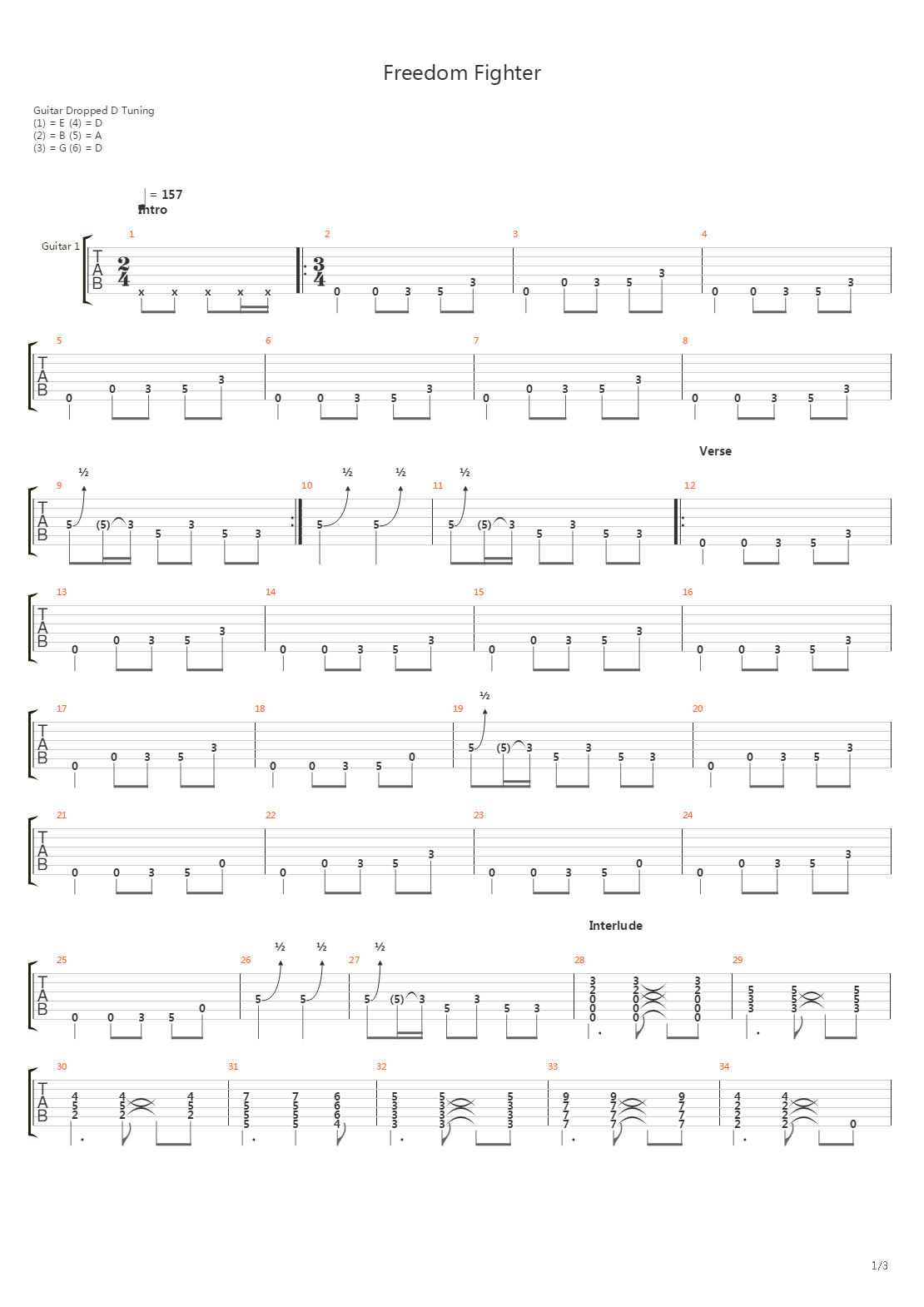 Freedom Fighter吉他谱