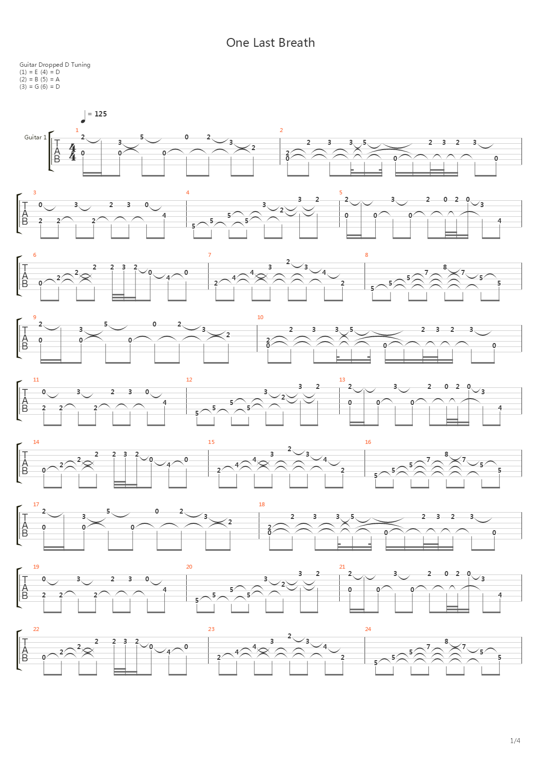 One Last Breath吉他谱