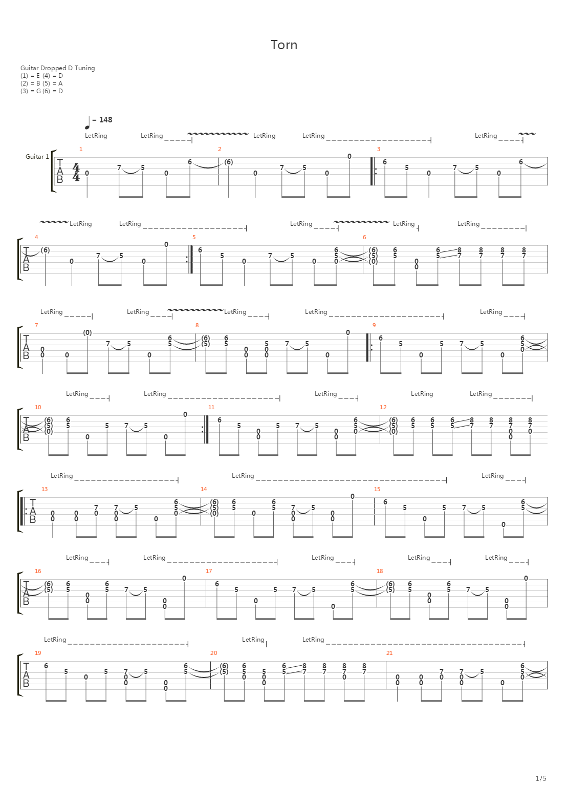 Torn吉他谱