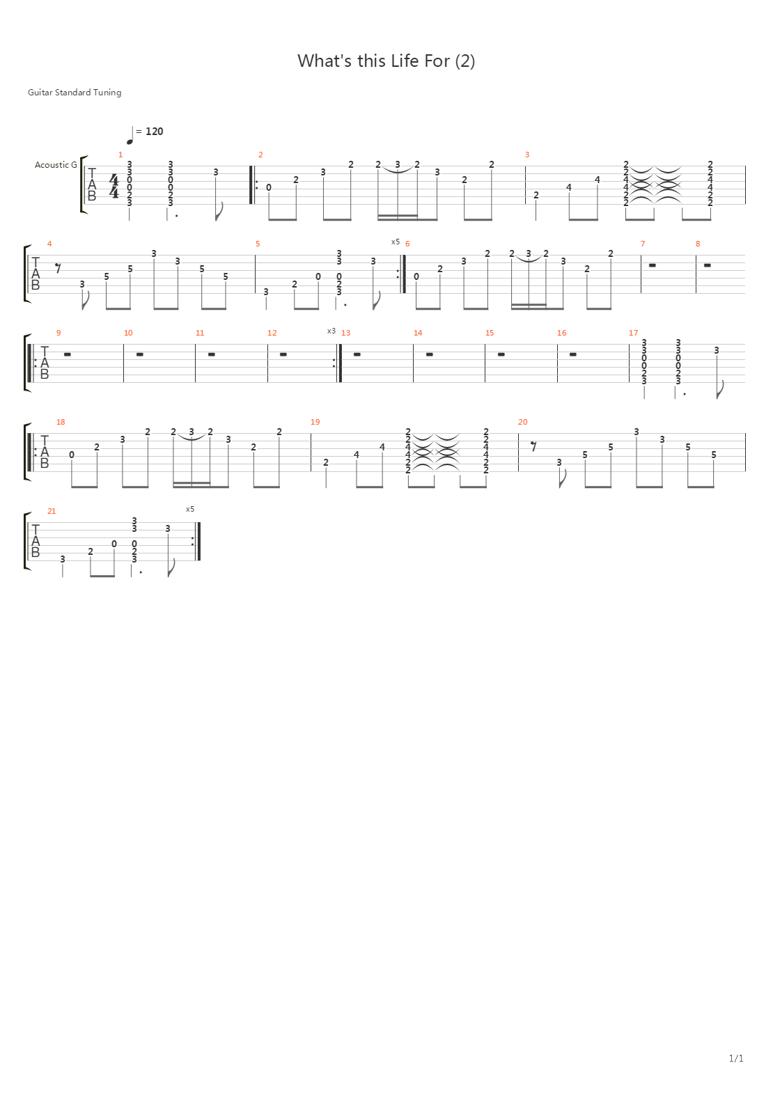 What's this Life For吉他谱