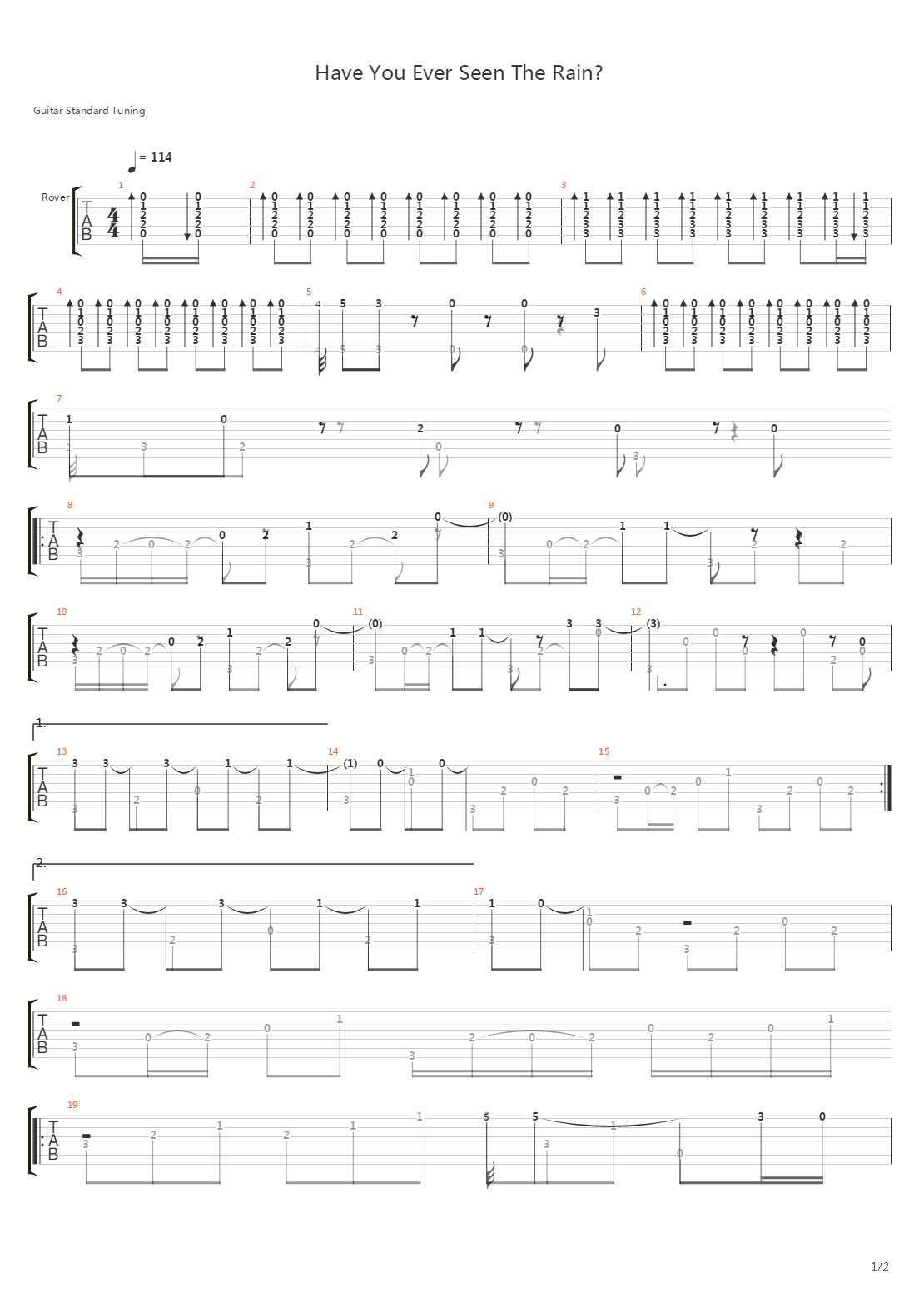 Have You Ever Seen The Rain吉他谱