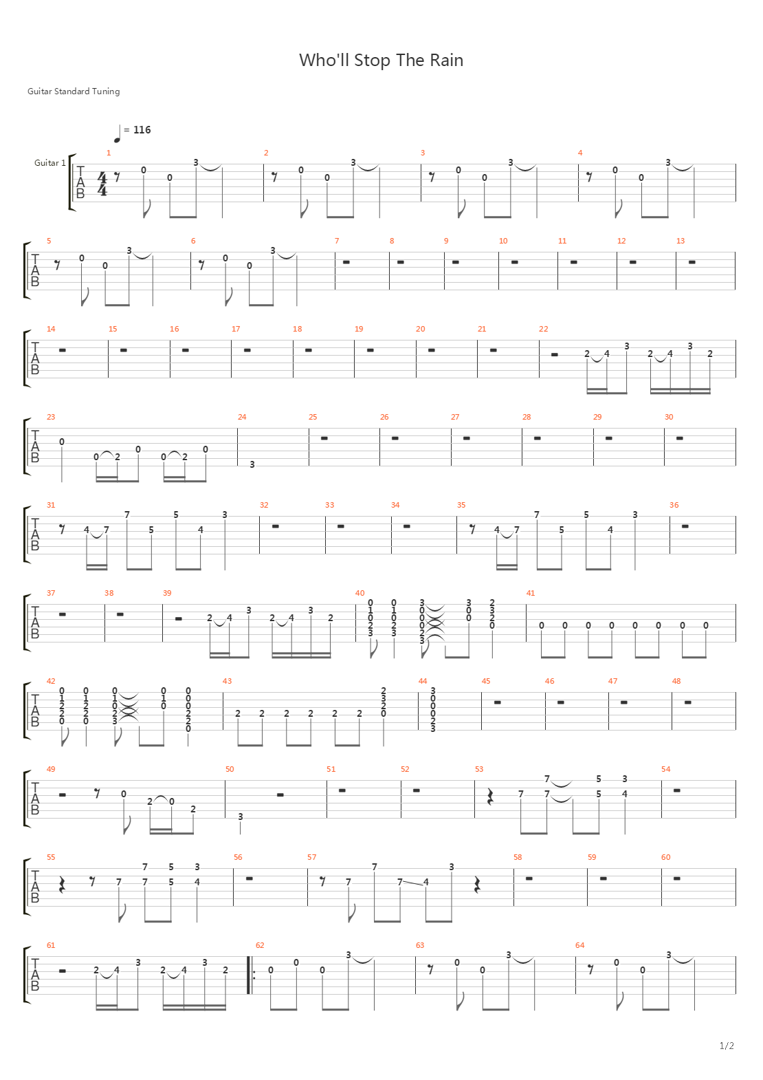 Who'll Stop The Rain吉他谱