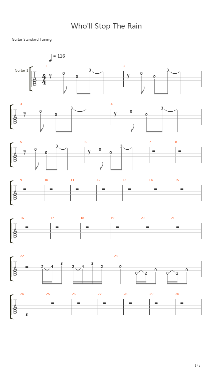 Who'll Stop The Rain吉他谱