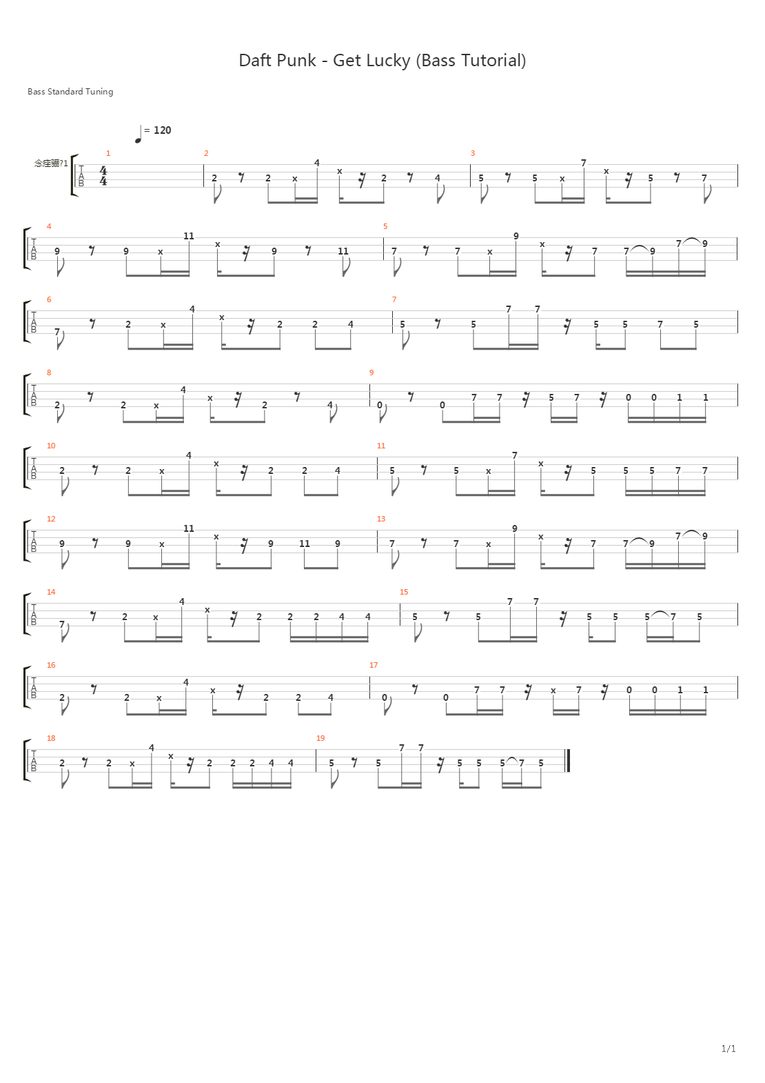 Get Lucky (Bass Tutorial by Bas Shiver)吉他谱