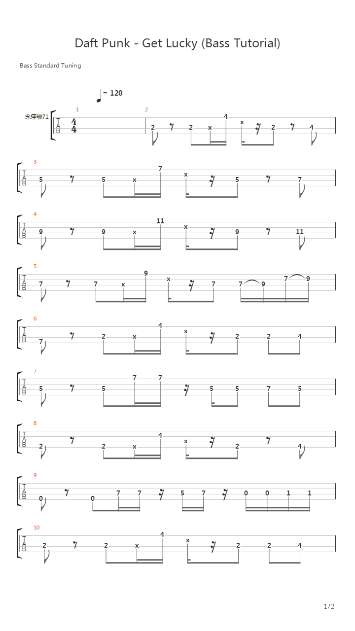 Get Lucky (Bass Tutorial by Bas Shiver)吉他谱