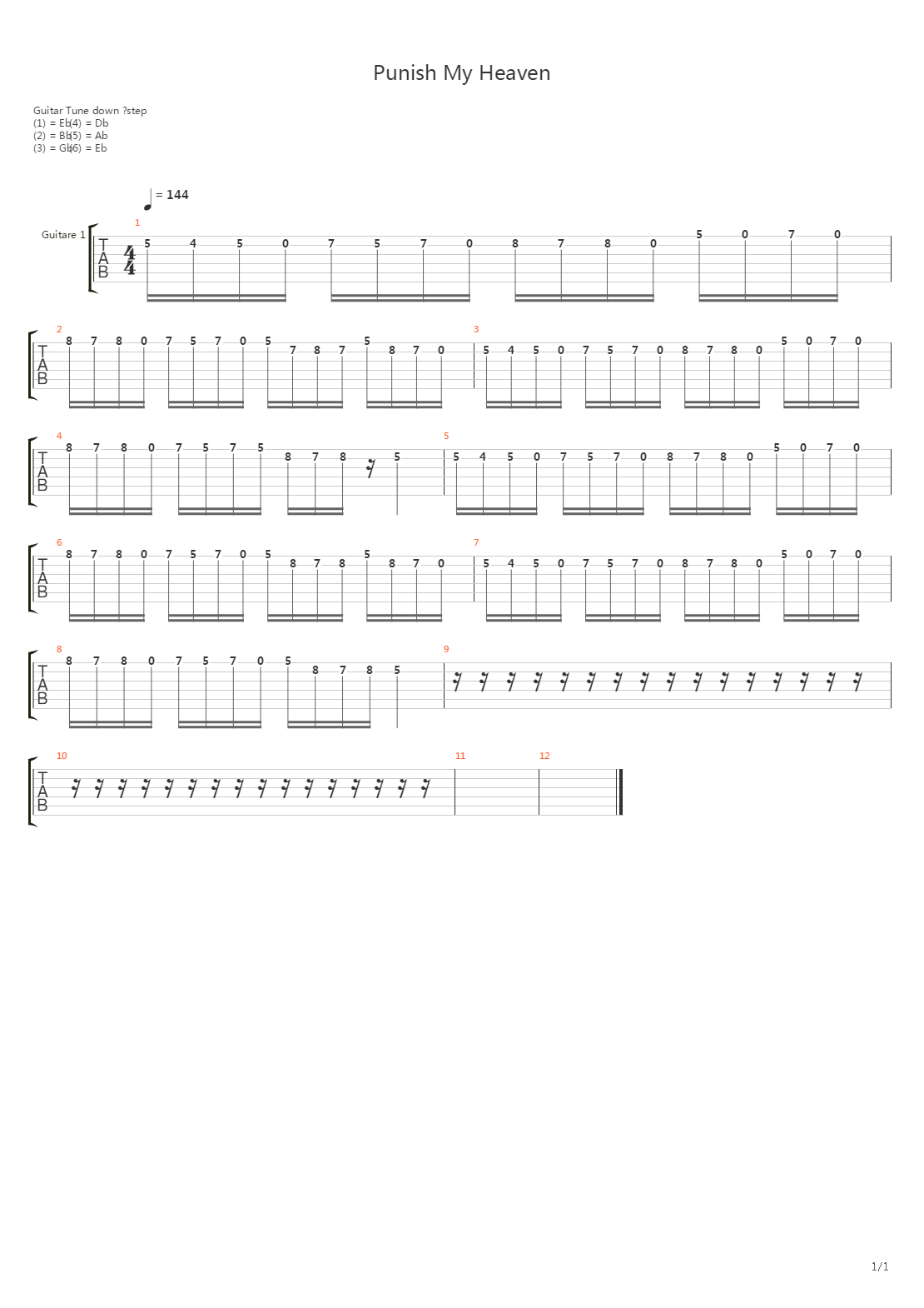 Punish my Heaven吉他谱
