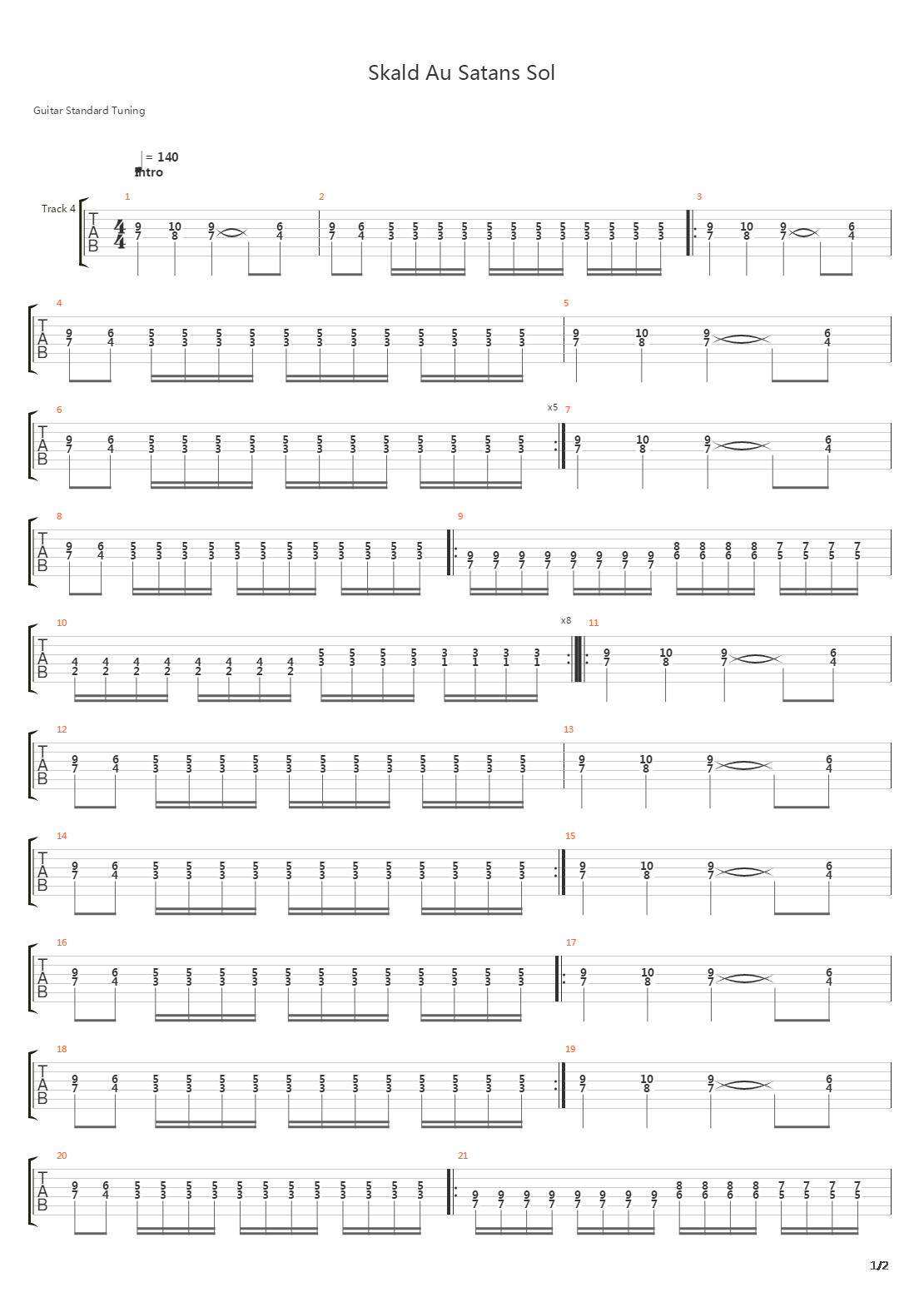 Skal Au Satans Sol吉他谱