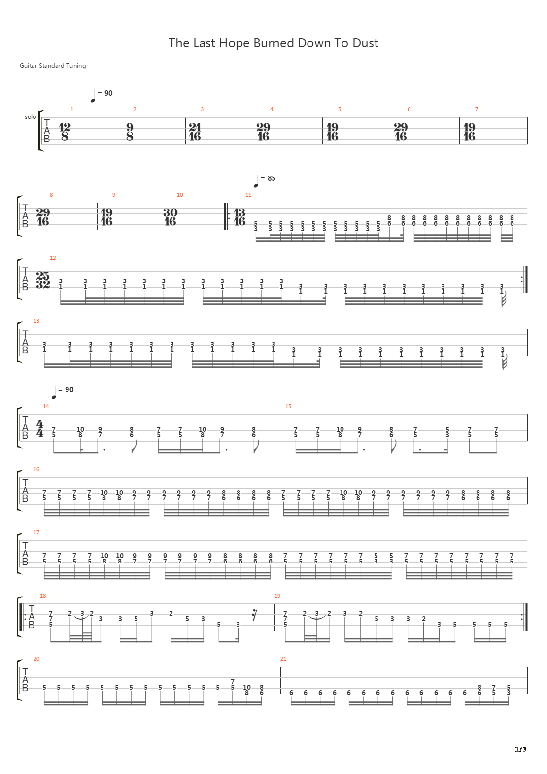 The Last Hope Burned Down To Dust吉他谱