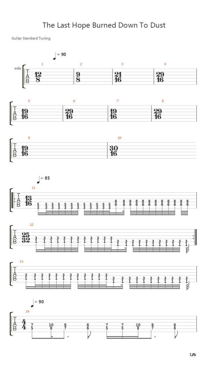 The Last Hope Burned Down To Dust吉他谱