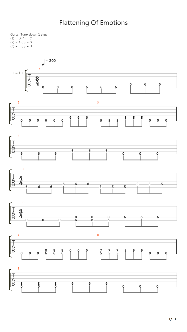 Flattening Of Emotions吉他谱