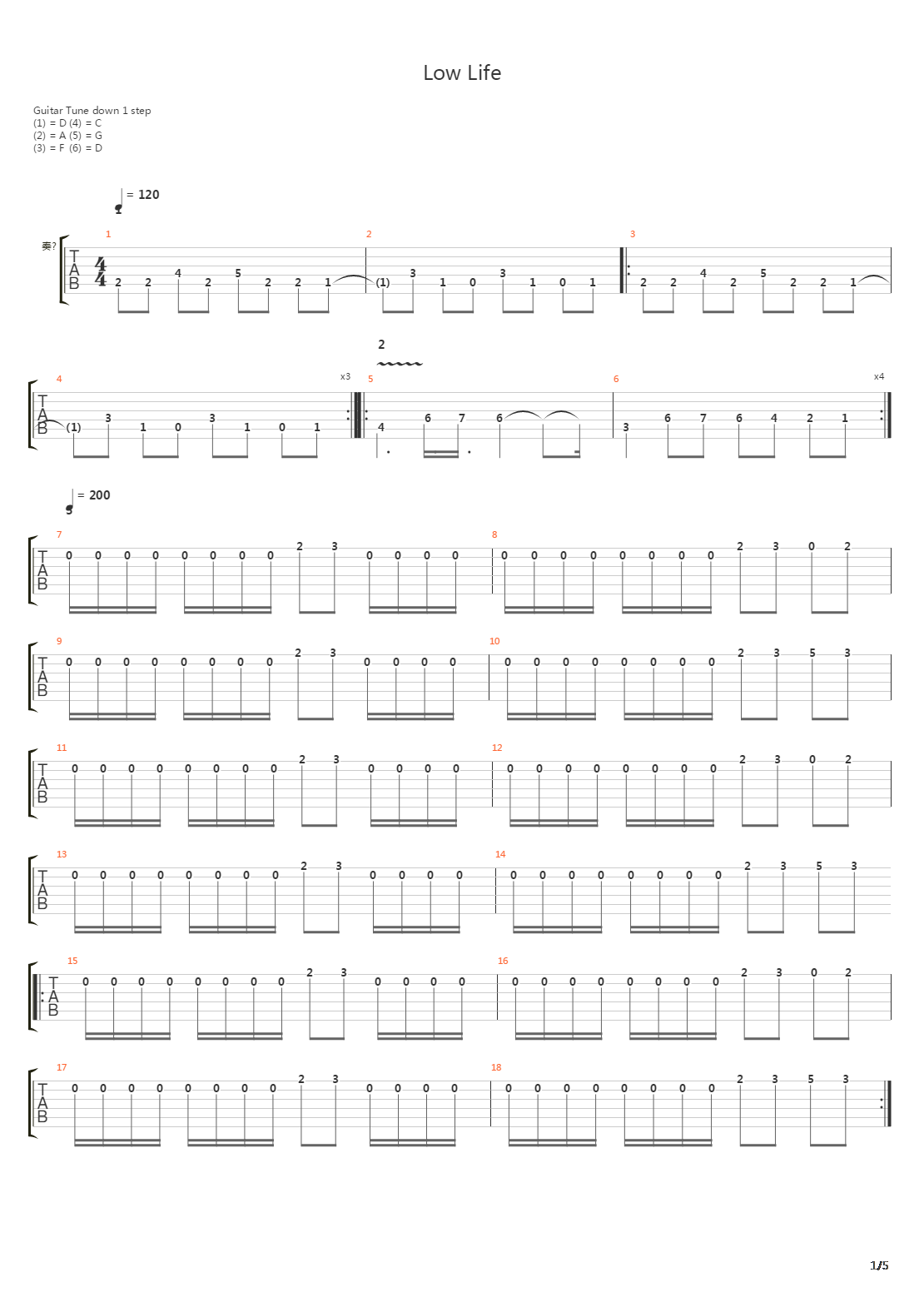 Low Life吉他谱