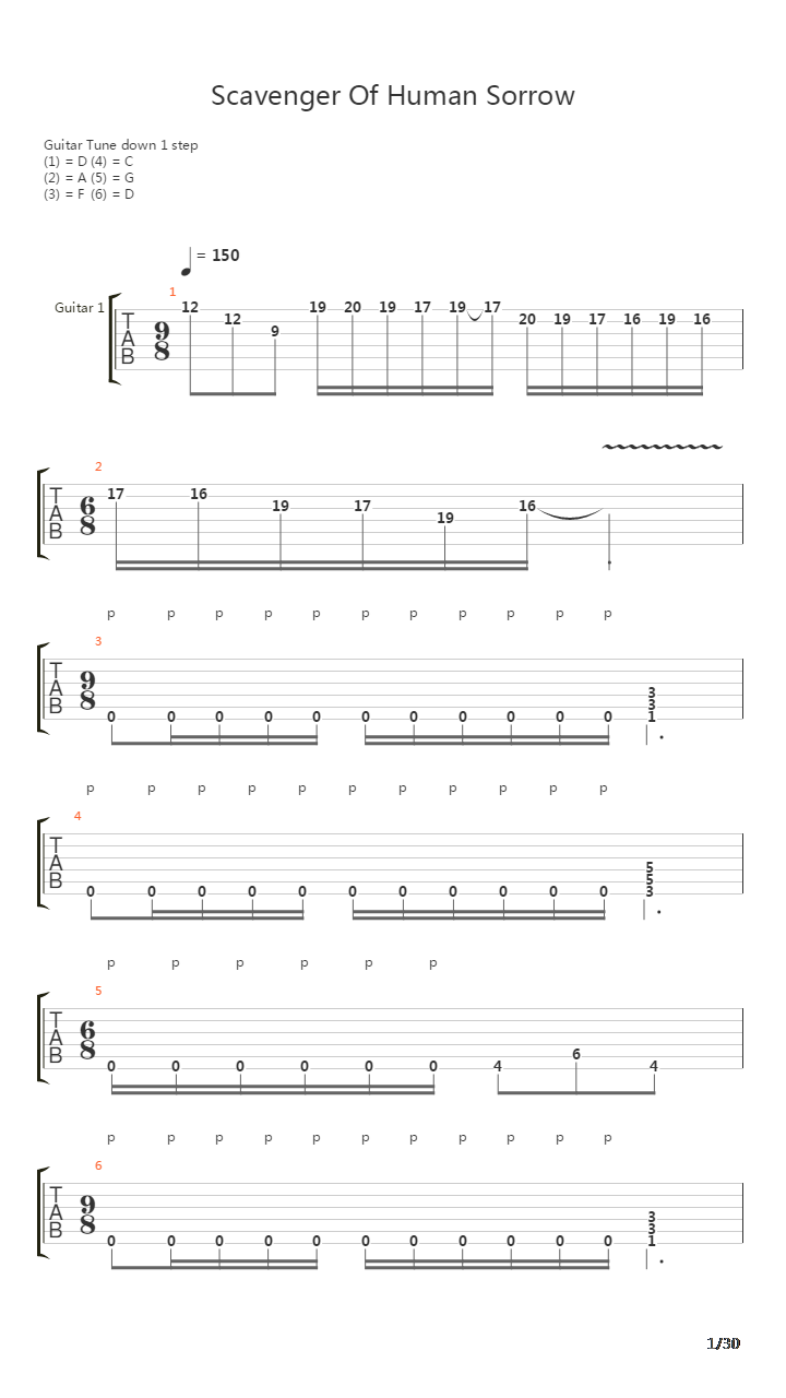 Scavenger Of Human Sorrow吉他谱