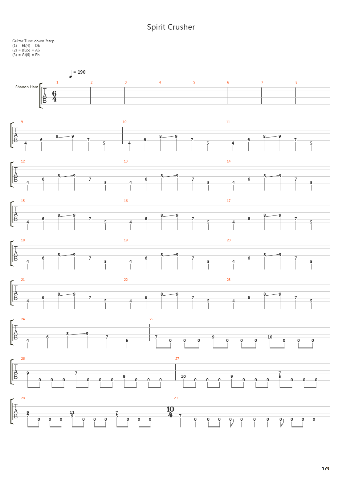 Spirit Crusher吉他谱