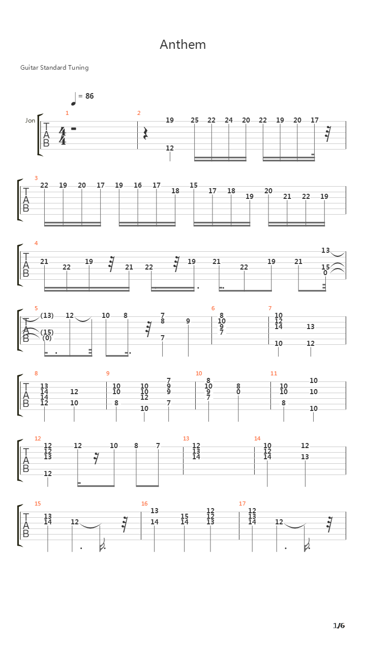 Anthem吉他谱