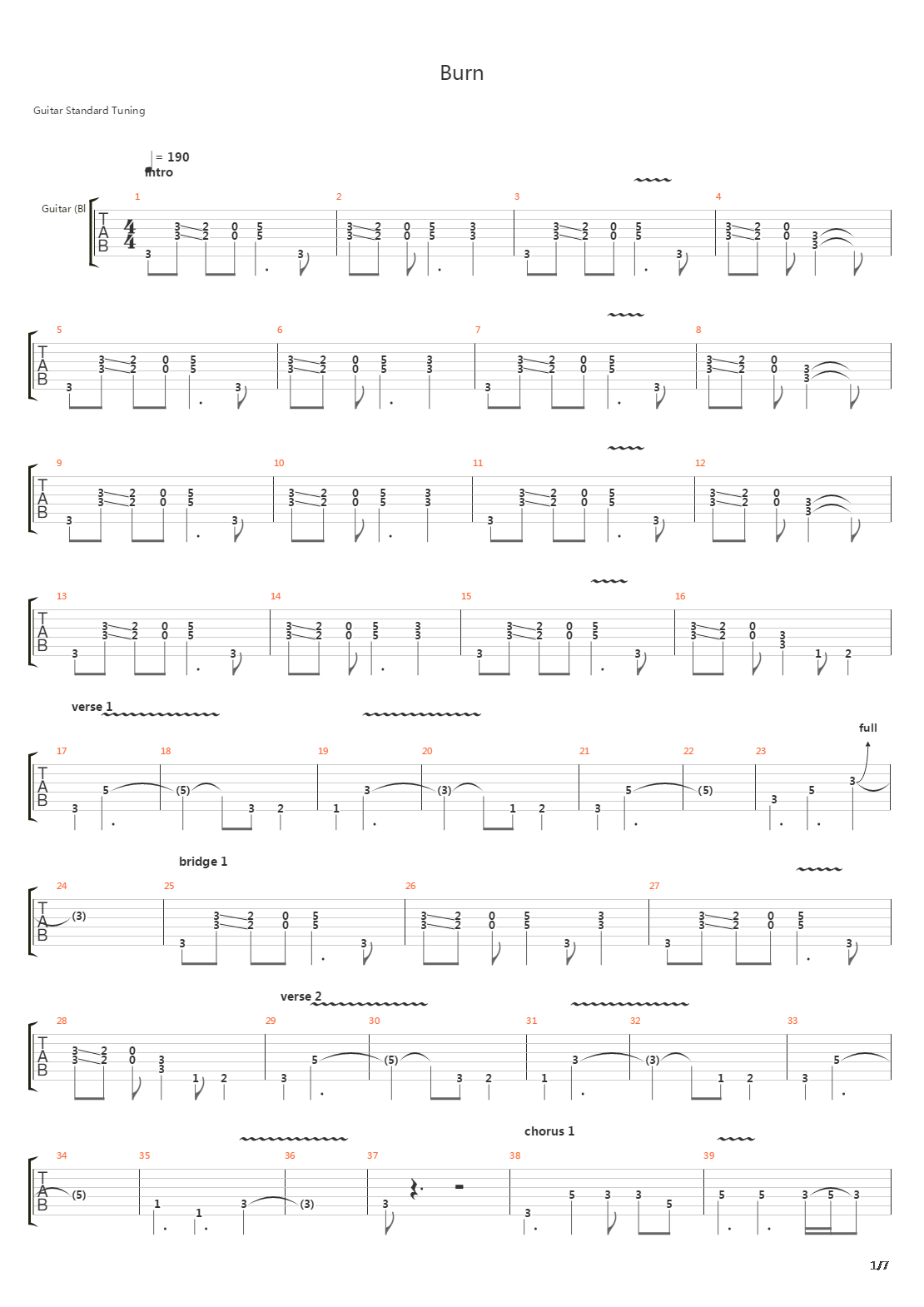 Burn吉他谱