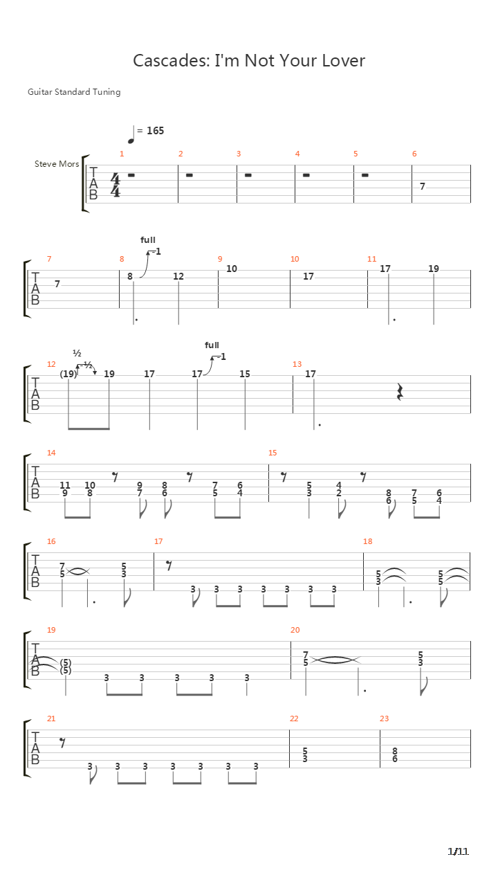 Cascades I'm Not Your Lover吉他谱